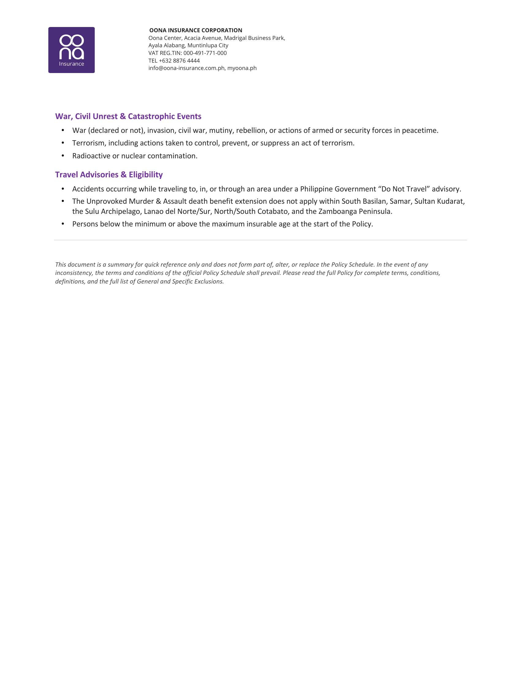 Green GSM Ride Insurance Product Summary - Pahina 2